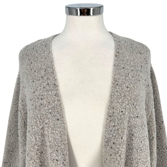 Lane Bryant Sequin Open Front Long Cardigan Gray Size Large - Picture 3 of 13